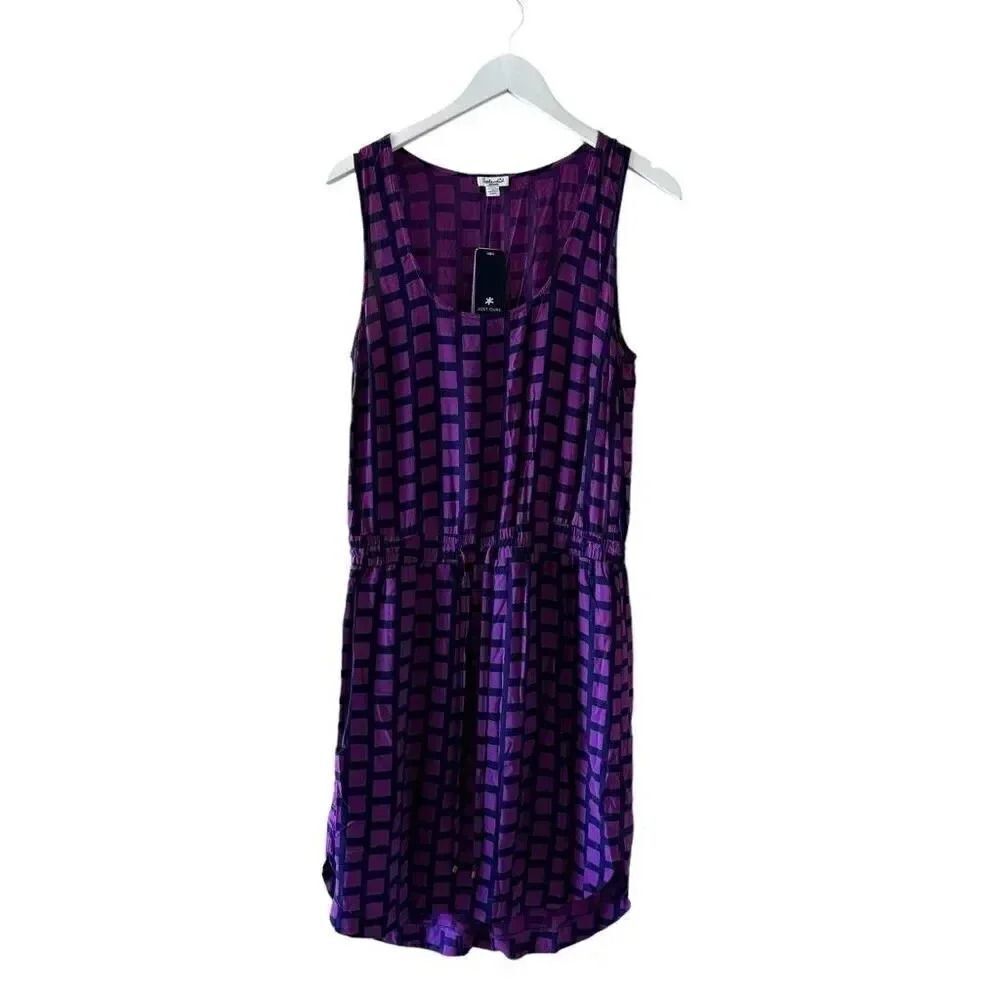 Splendid Plaid Purple Black Sleeveless Scoop Neckline Lined SZ M #2129